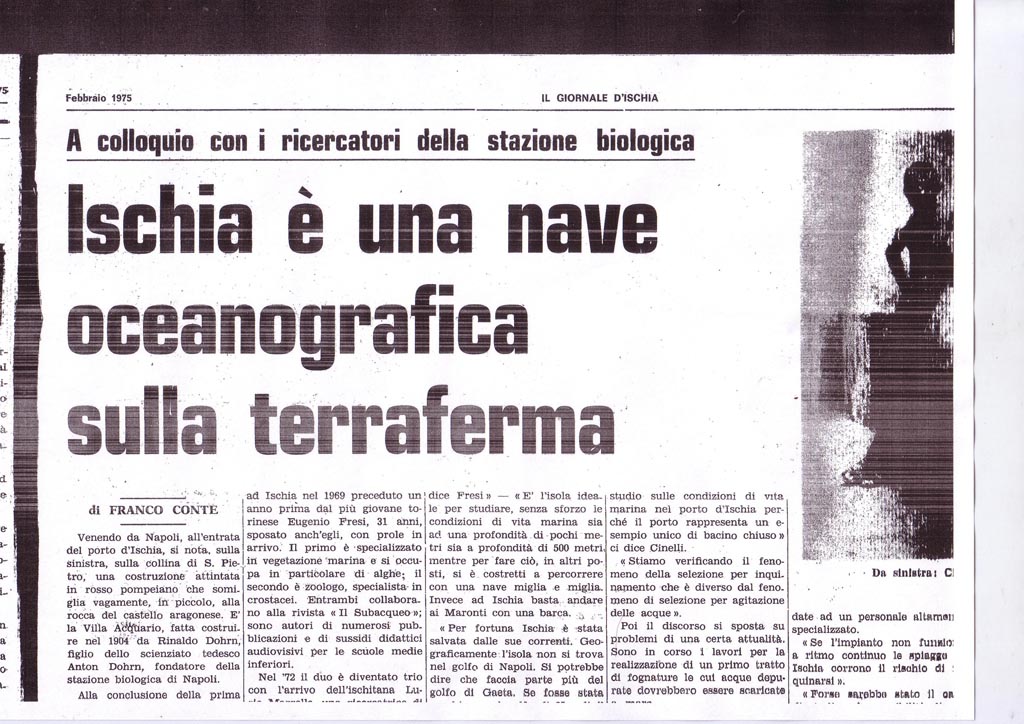 I tre ricercatori della stazione zoologica di Ischia nel 1975: Ciannelli,  Fresi e Lucia Mazzella